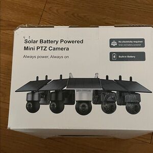 💥NI💥 Solar Battery Powered Mini PTZ Camera - Black